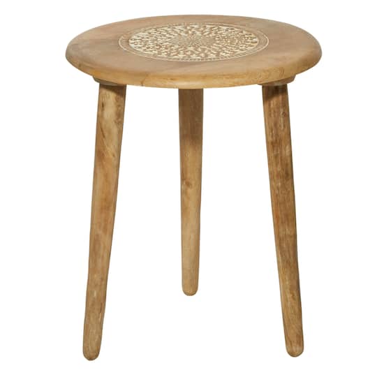 22" Brown Mango Wood Traditional Accent Table